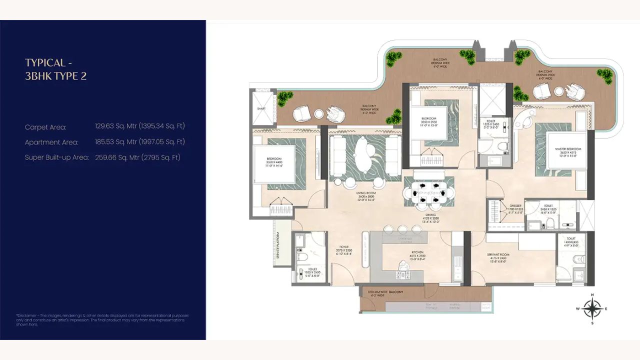 Origen The Oryza Floor Plan 3BHK Type 2