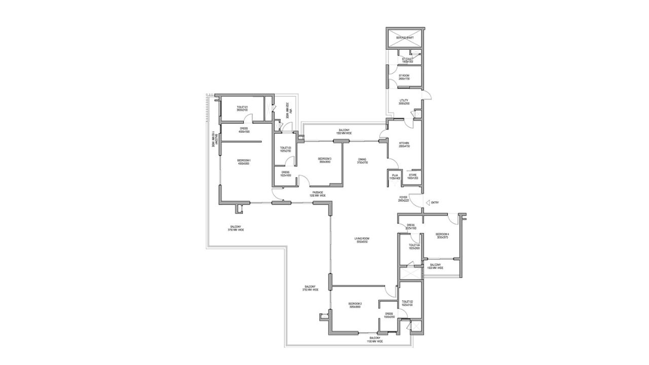 Max Estates 128 Floor Plan 4 BHK Type 2