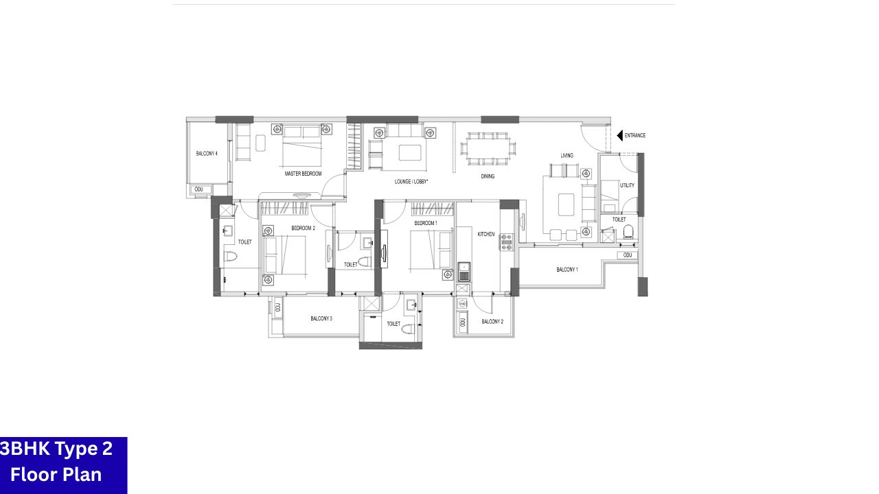 Emaar Palm Heights 3BHK Type 2 Floor Plan