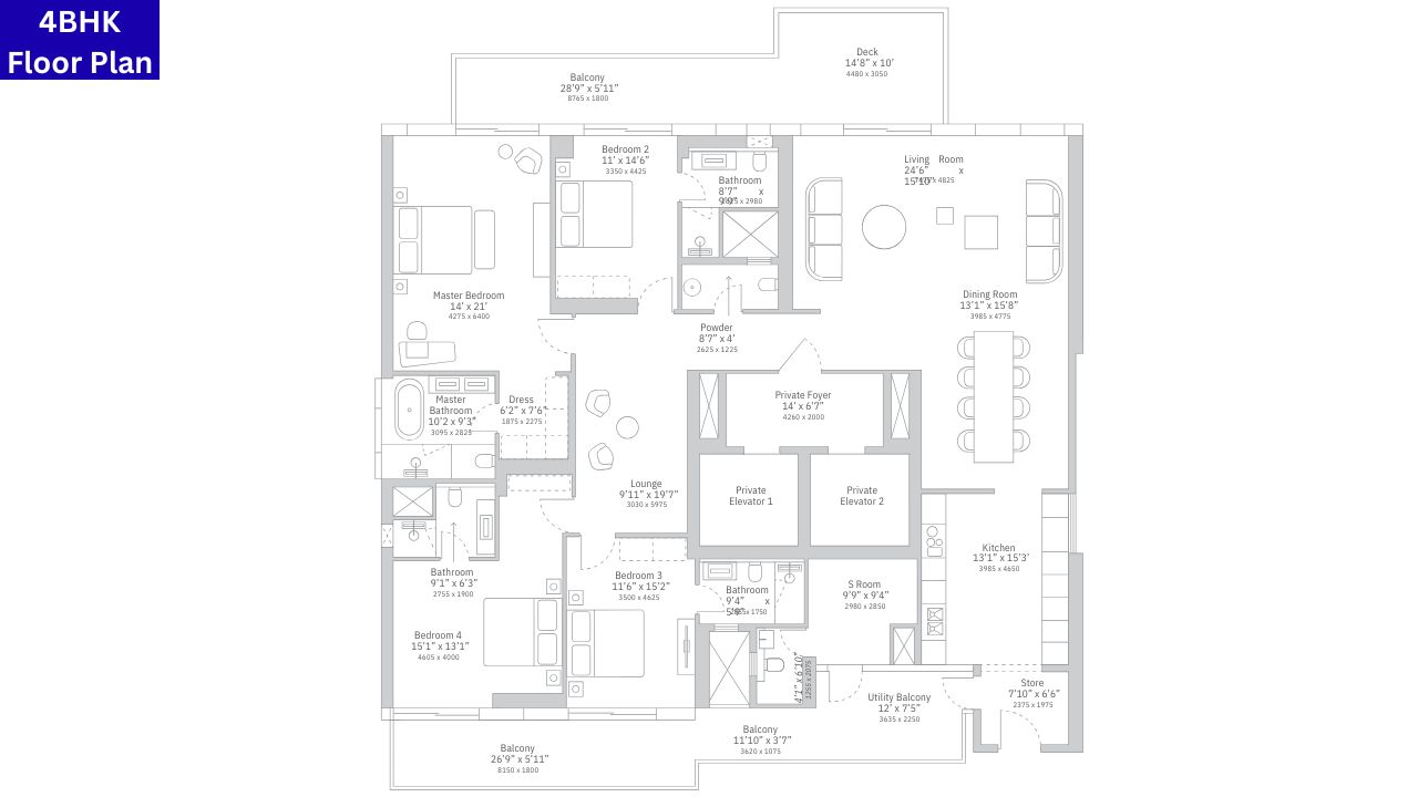 Trump Tower Sector 65 4BHK Type 2 Floor Plan