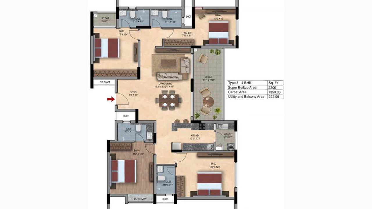 SNN Estates Felicity Floor Plan 4BHK