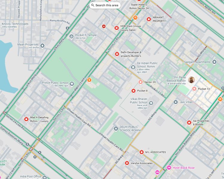 Luxury Floors Sector 25 Rohini location Map