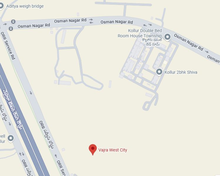 Vajra West City Osman Nagar Tellapur Hyderabad Location Map 