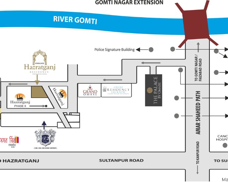 Omaxe Hazratganj Gomti Nagar Extension Lucknow Location Map