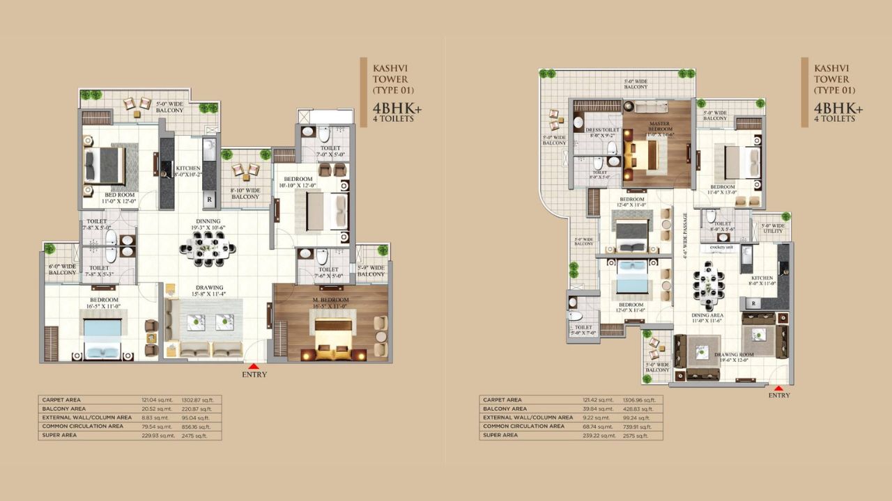 Alpine AIGIN Royal Ghaziabad 4BHK Floor Plan