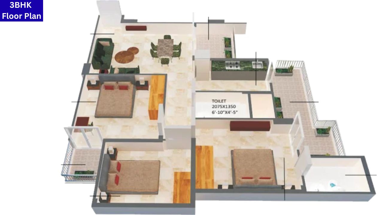 MVN Athens Sohna Affordable Housing 3BHK Floor Plan