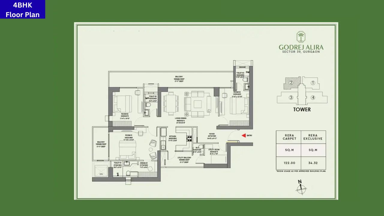 Godrej Alira Sector 39 4BHK Floor Plan
