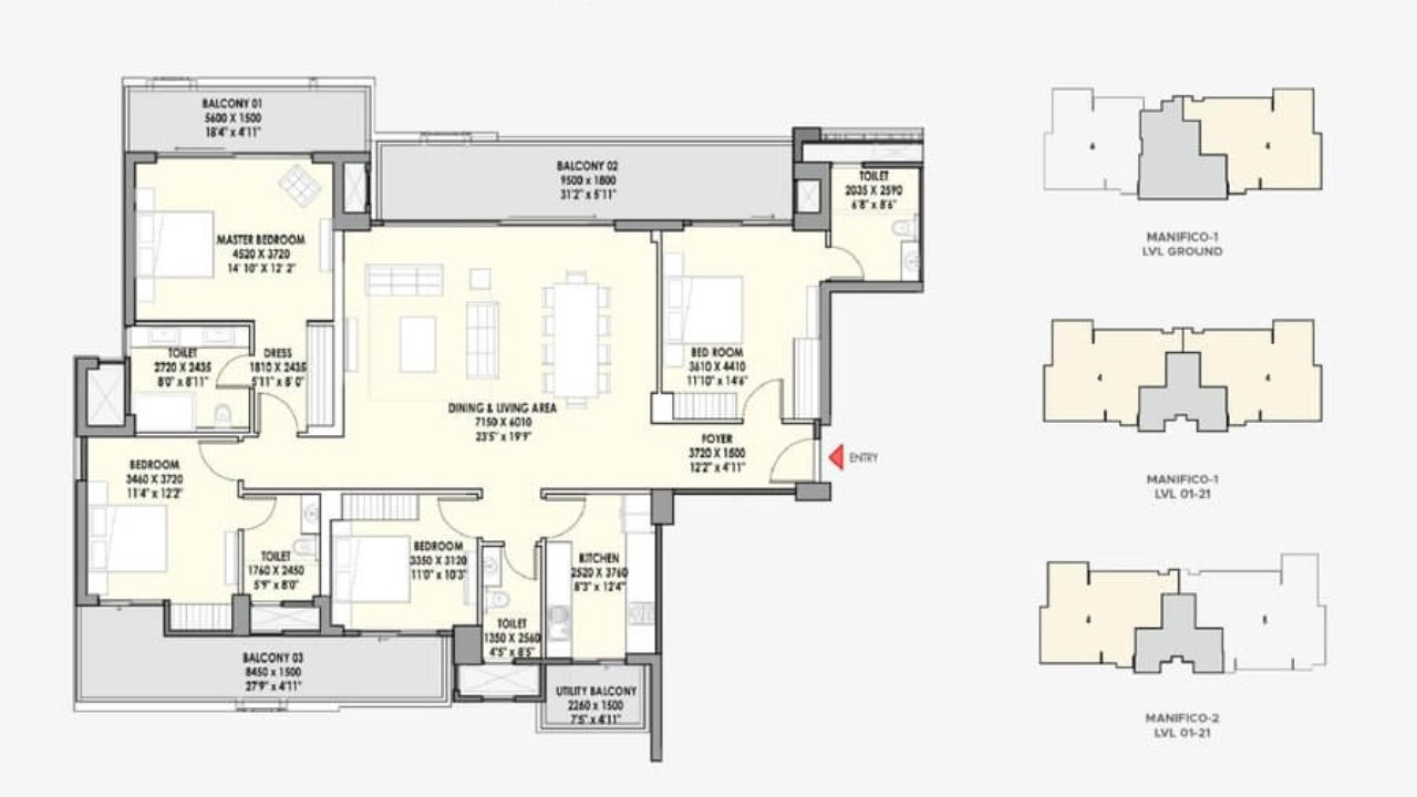 Eldeco La Vida Bella Sector 12 Greater Noida Floor Plan 4 BHK