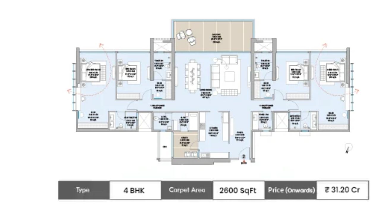 Godrej Trilogy Worli 4BHK Type 2 Floor Plan