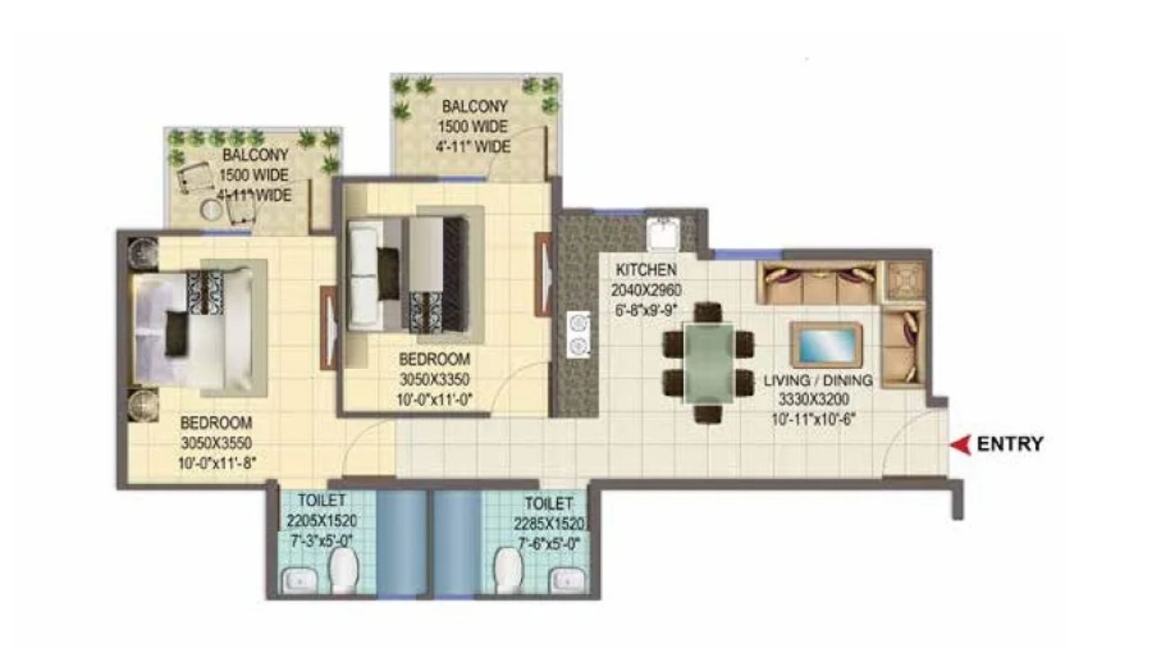 Signature Global Solera Floor Plan 2BHK