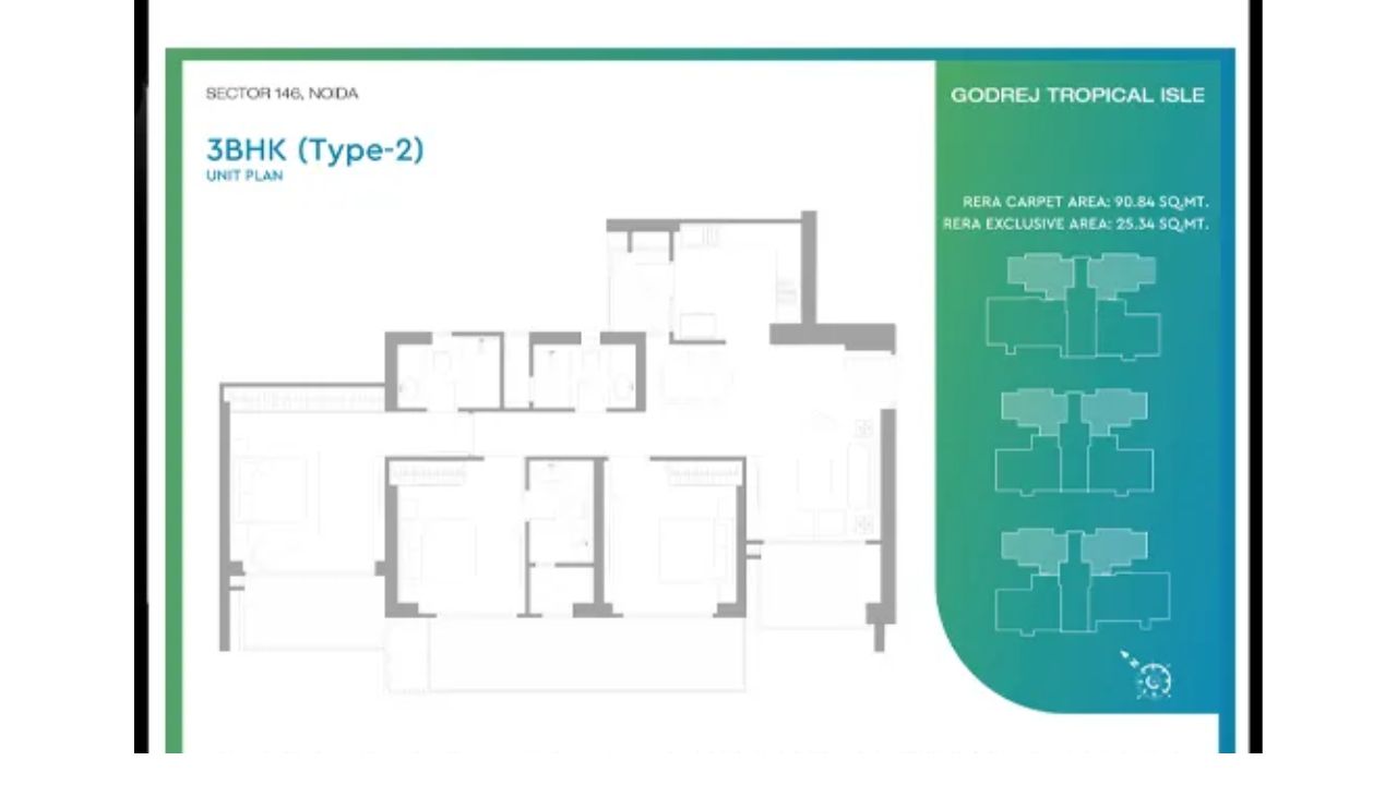 Godrej Tropical Isle Floor Plan 3BHK Type 2