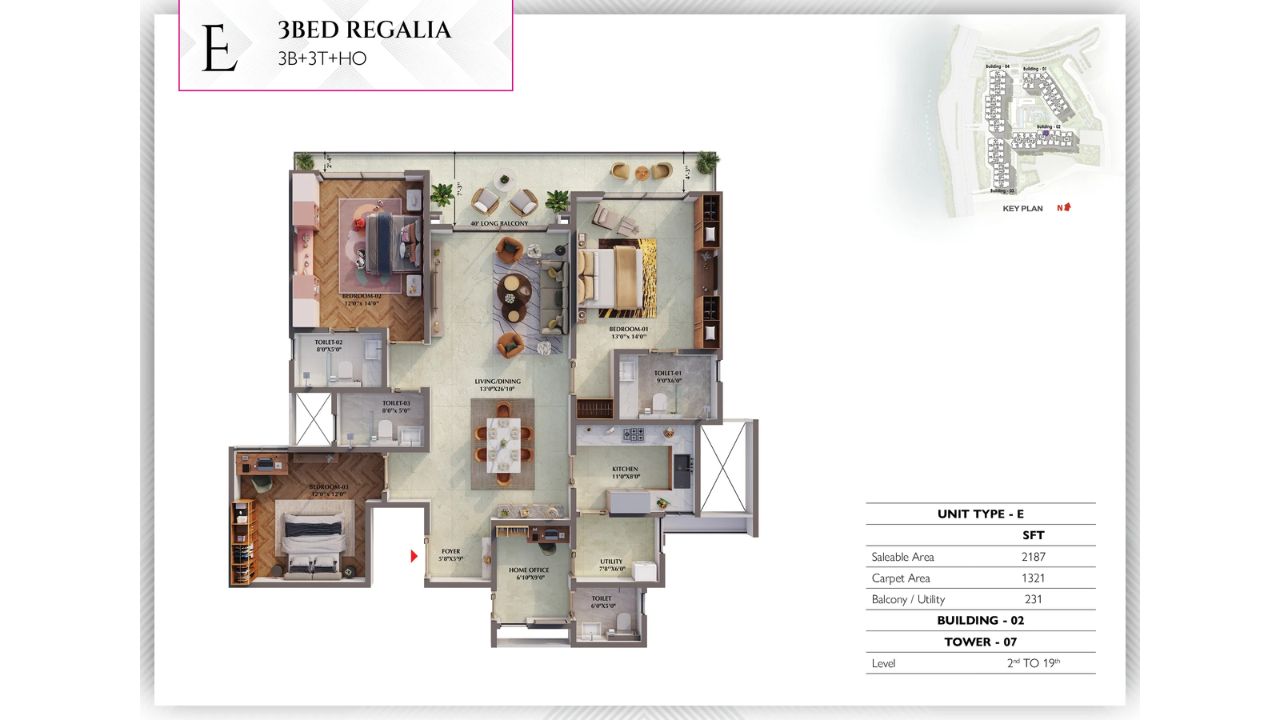 Prestige Raintree Park Whitefield Bangalore Floor Plan 3 BHK