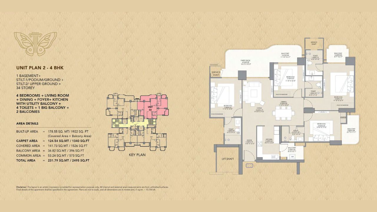 Gaur Chrysalis Floor Plan 4 BHK