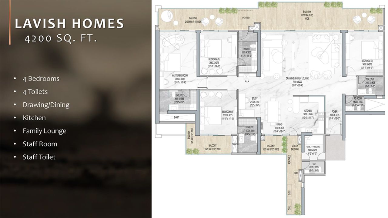 M3M The Cullinan Floor Plan 4BHK