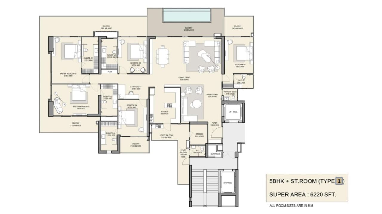 M3M The Cullinan Floor Plan 5BHK