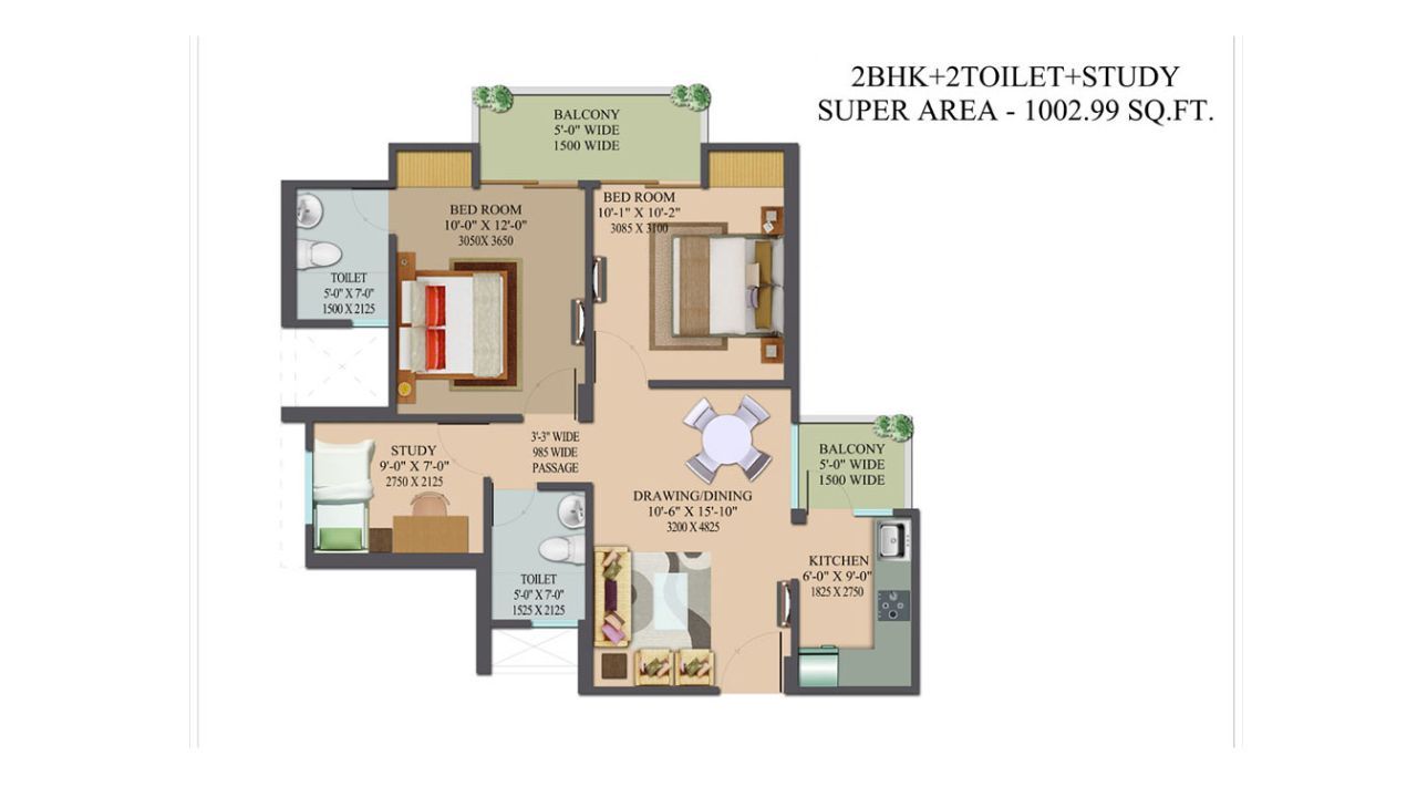 Nilaya Greens Floor Plan 2BHK
