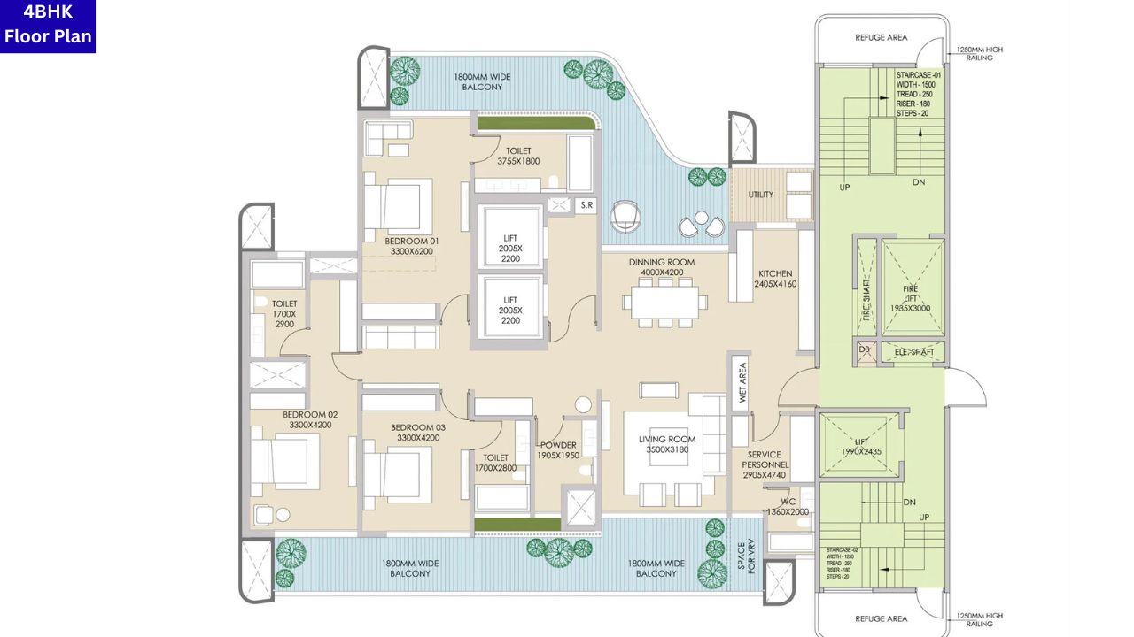 Adani Lushlands 4BHK Floor Plan