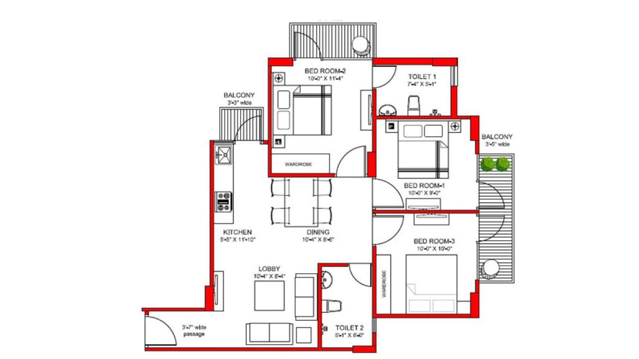 Signature Global Grand IVA Floor Plan 3BHK