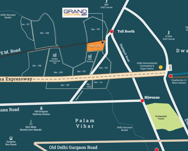 Grand Central 114 Sector 114 Gurgaon Location Map