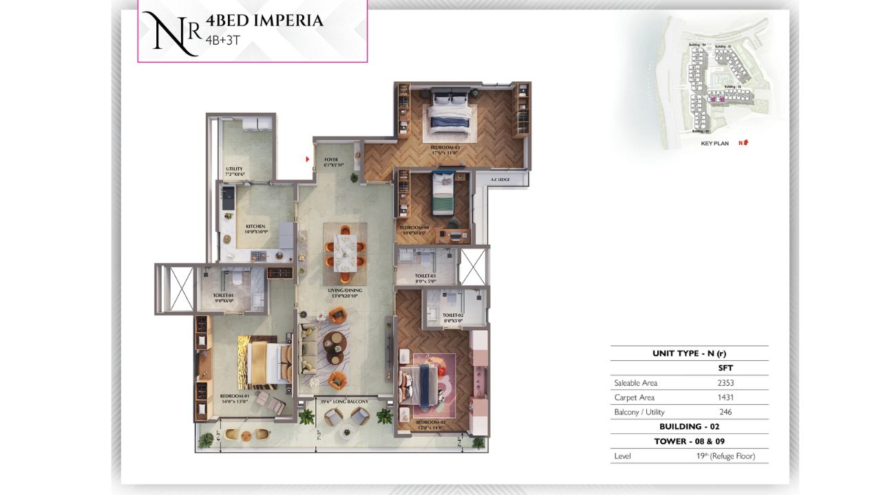 Prestige Raintree Park Whitefield Bangalore Floor Plan 4 BHK 