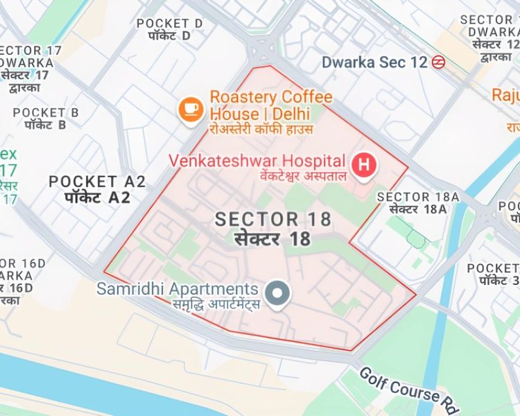 DDA Pink Apartments Sector 18 Dwarka Delhi Location Map
