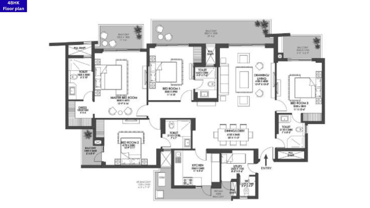 Godrej Prive 4BHK Floor Plan