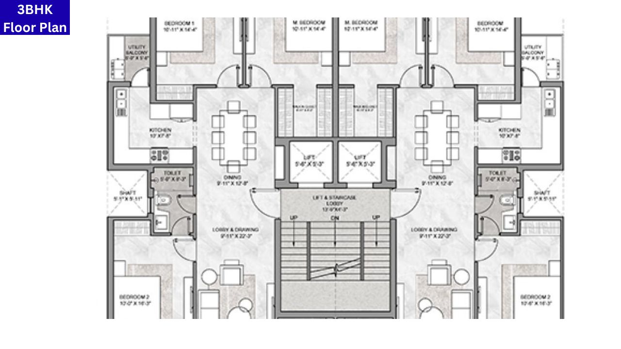 Orchid IVY Floors 3BHK Floor Plan