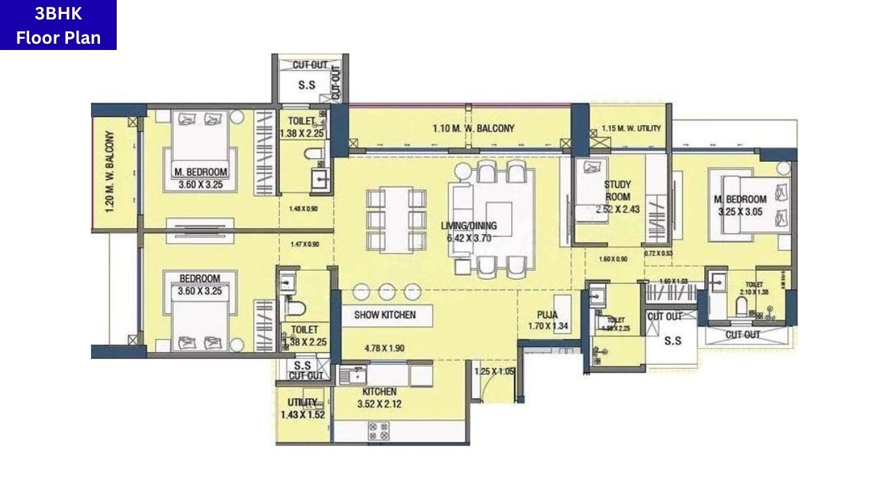 Adani Airica Tower Mumbai 3BHK Floor Plan