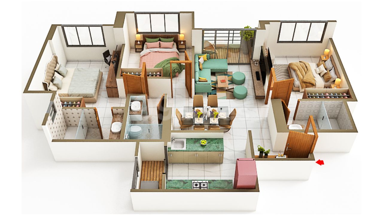Aveon City Rabale Navi Mumbai Floor Plan 3 BHK 