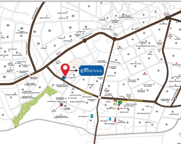 M3M Corner walk Sector 74 Gurgaon Location Map