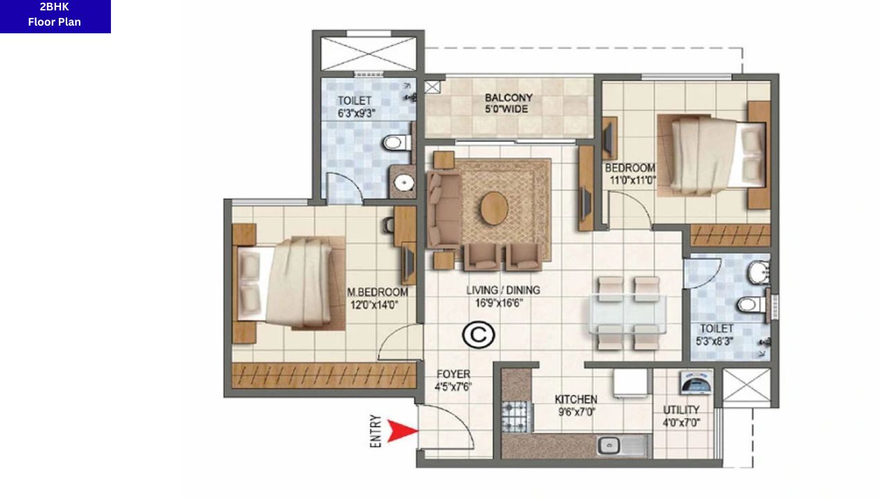 Godrej Horizon 2BHK Floor Plan
