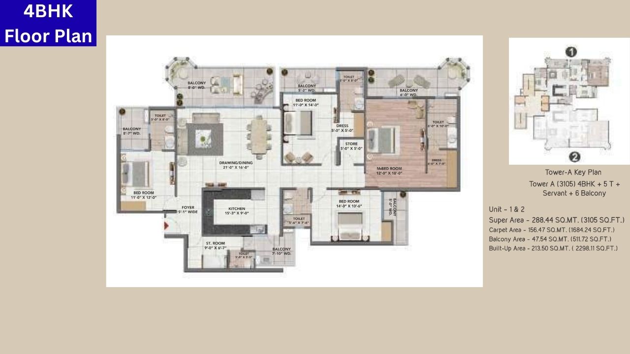 VVIP Namah 4BHK Floor Plan