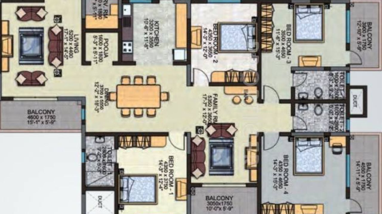 CGHS Arvind Apartment Floor Plan 4 BHK