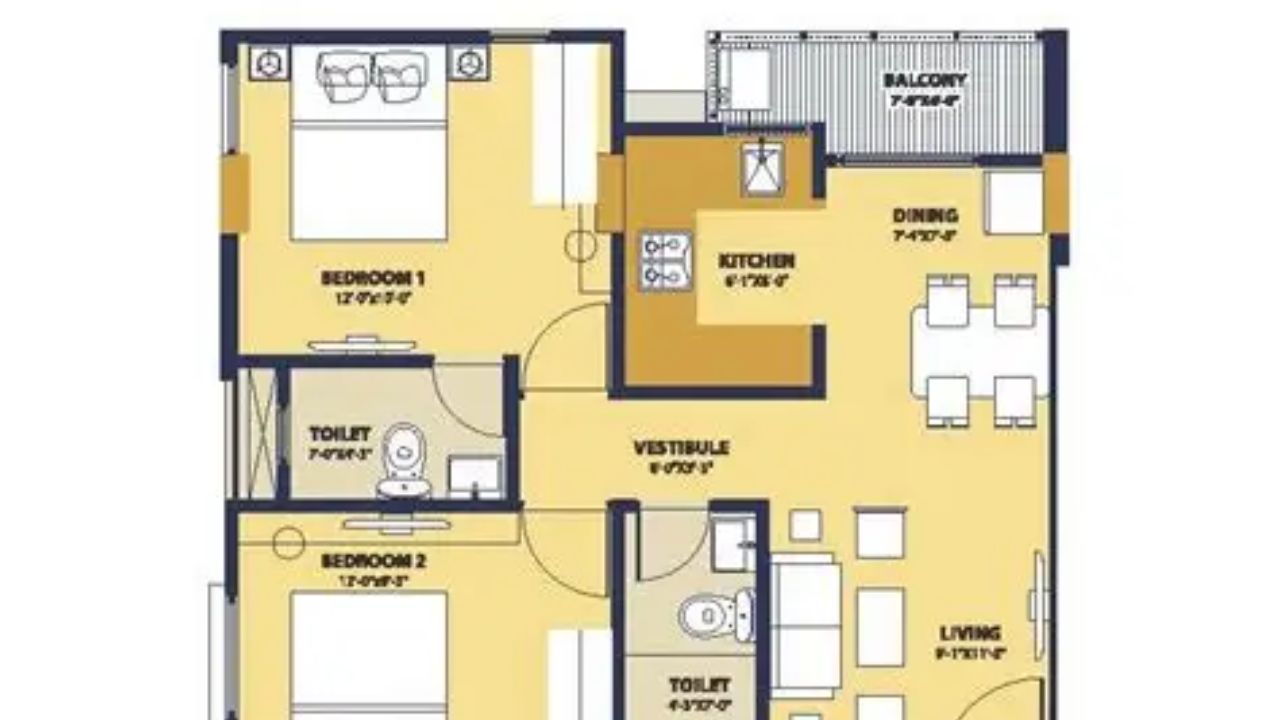 Madhur Jeevan Apartments Floor Plan 2 BHK