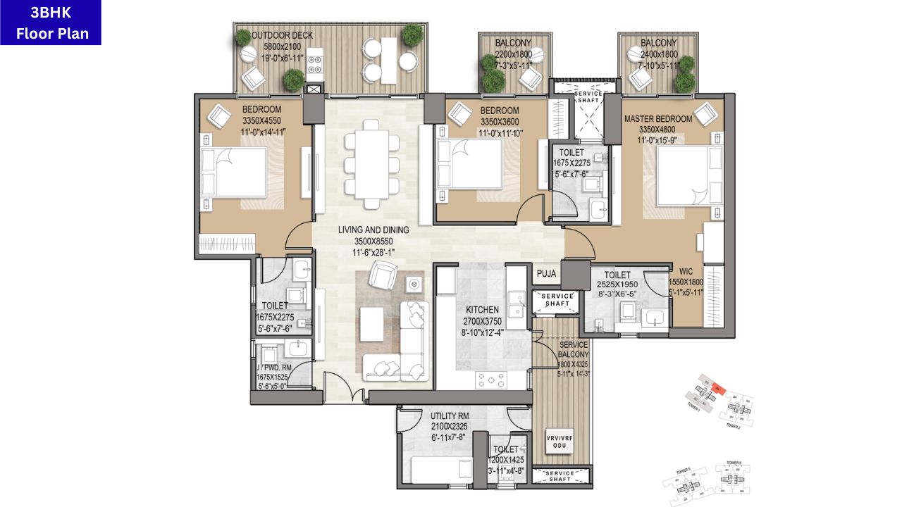 Signature Global City 92 3BHK Floor Plan