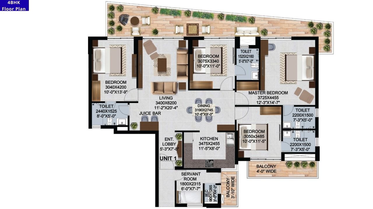 Rising Homes 4BHK Floor Plan