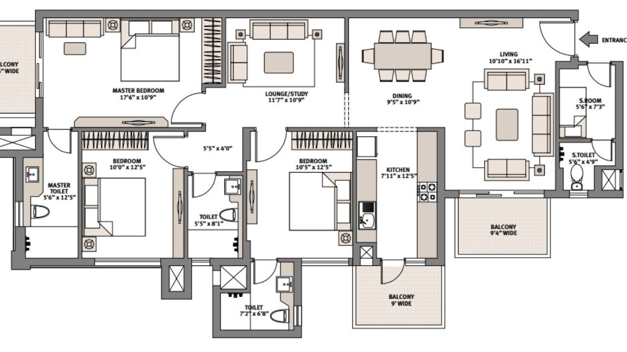 Emaar Palm Gardens Floor Plan 3BHK