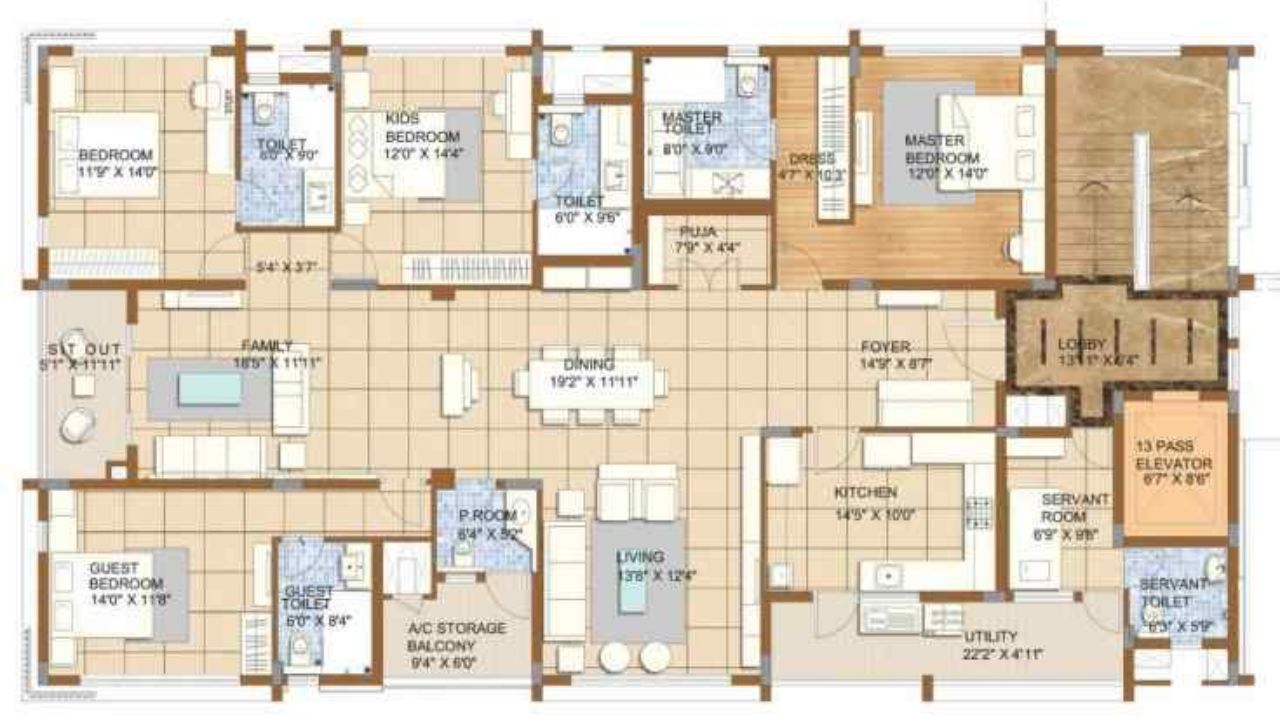 Emaar Palm Gardens Floor Plan 5BHK