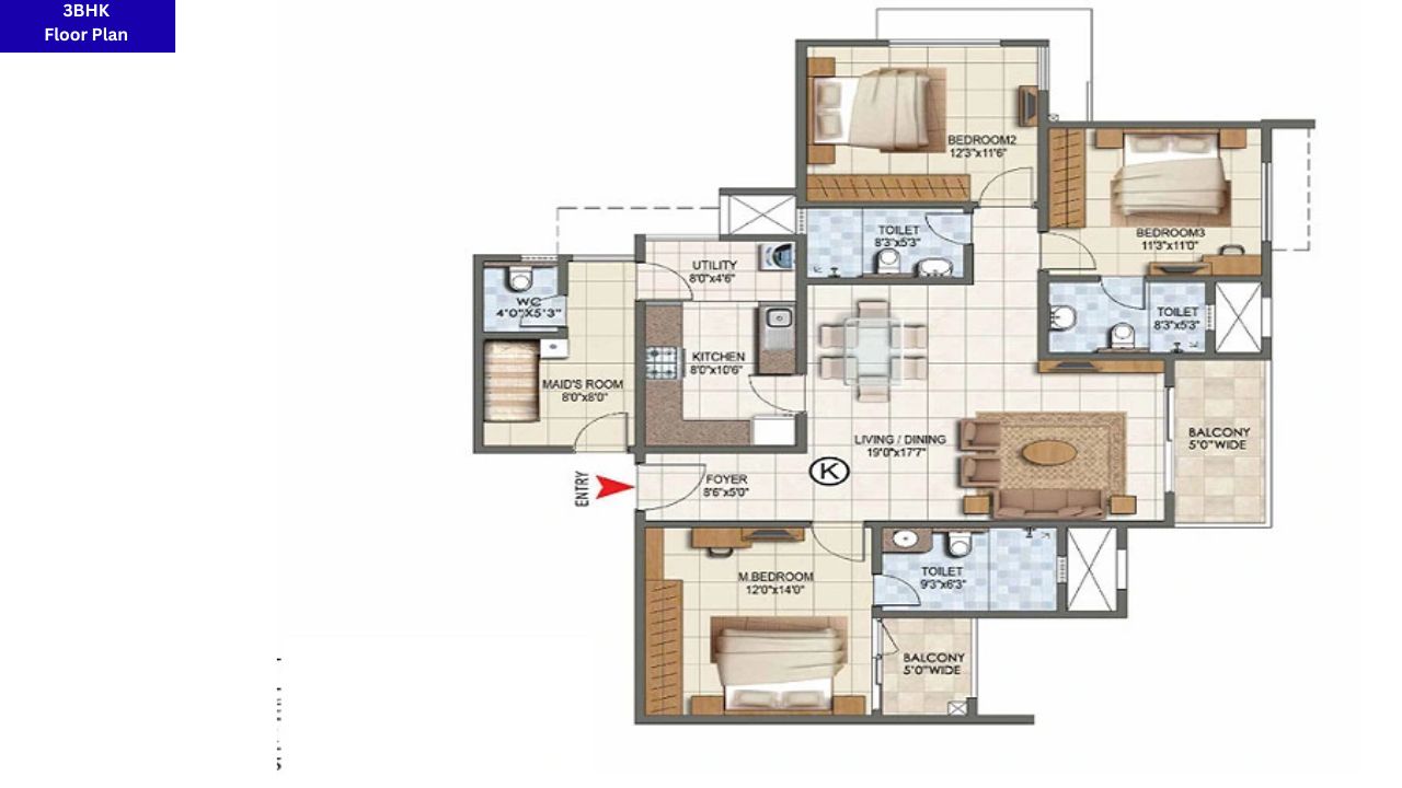 Godrej Horizon Wadala 3BHK Floor Plan