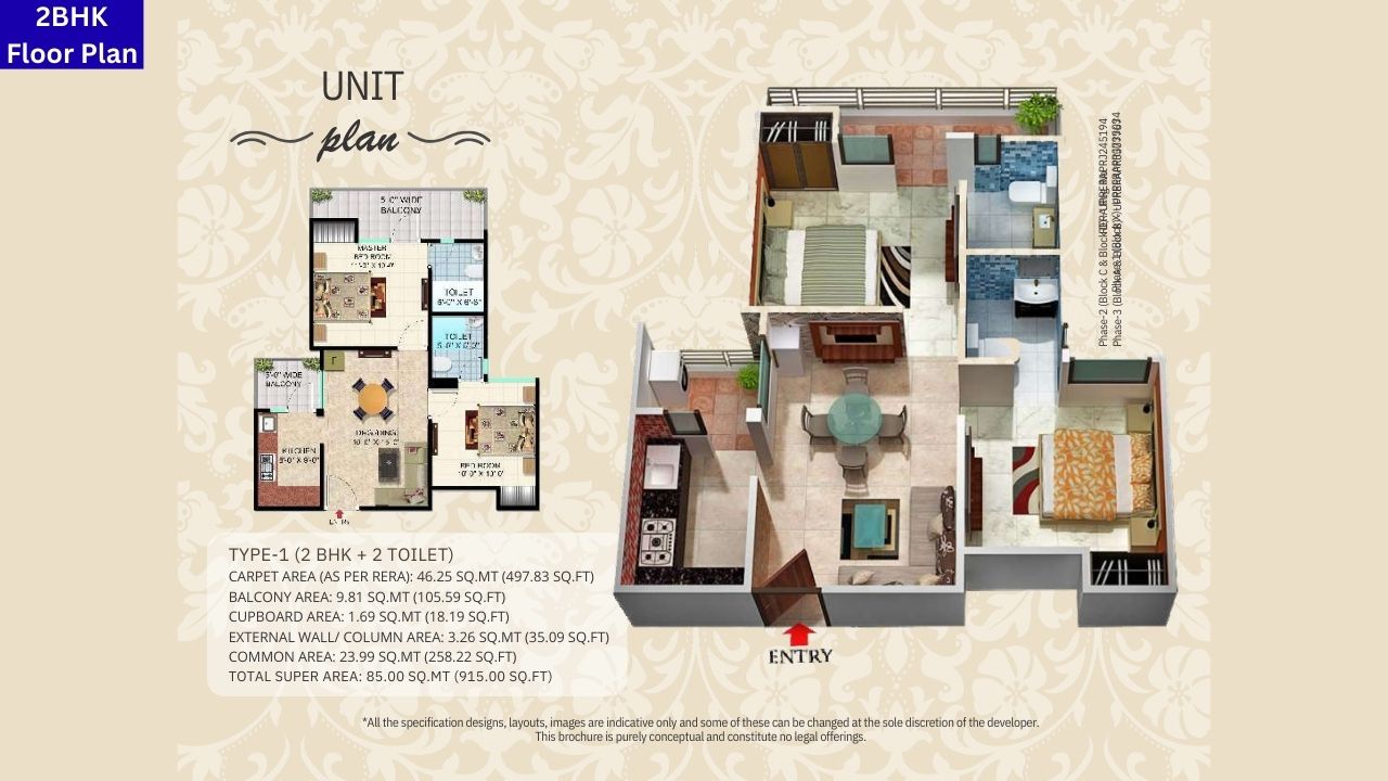 SCC Blossom 2BHK Floor Plan