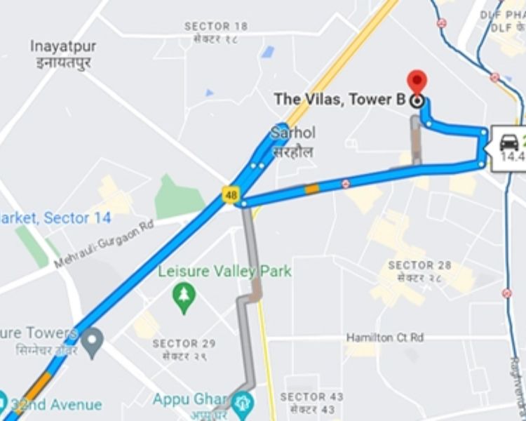 Emaar The Vilas Sector 25 Gurgaon Location Map