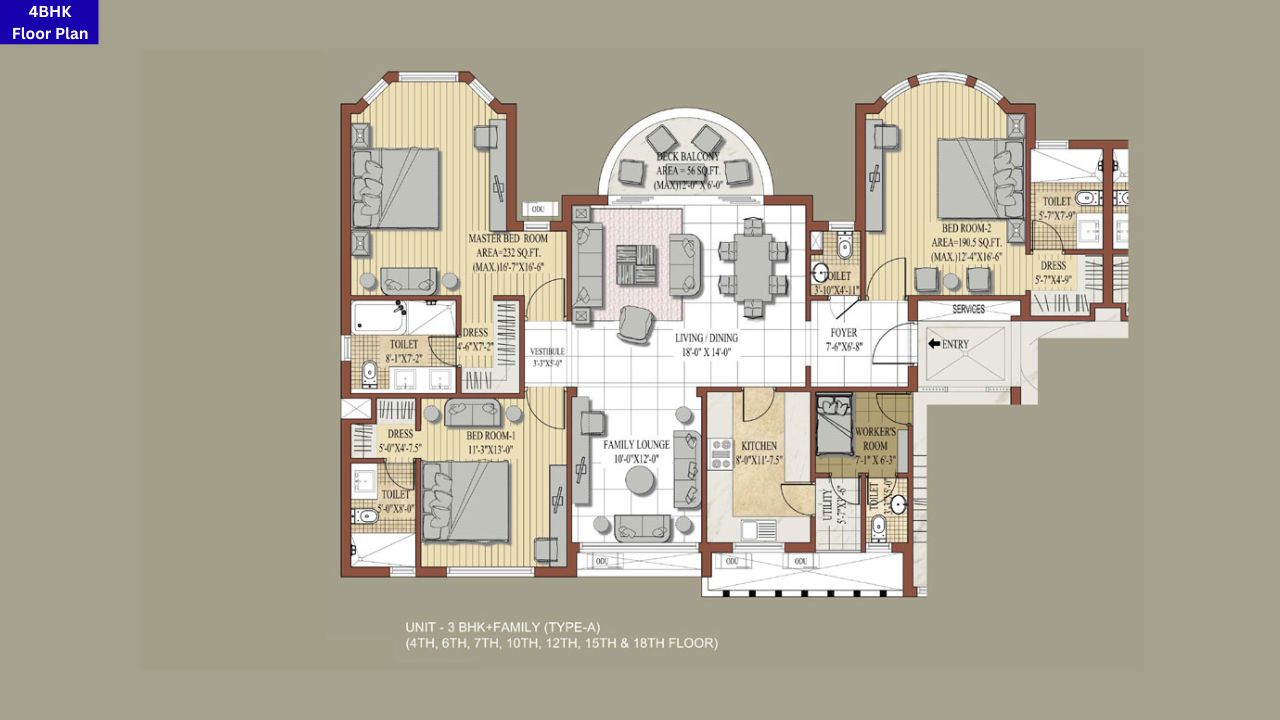 Jaypee Greens Knights Court 3BHK Floor Plan