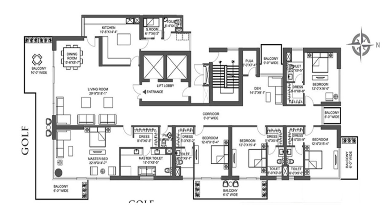 M3M St Andrews Golf Residences 5BHK Floor Plan