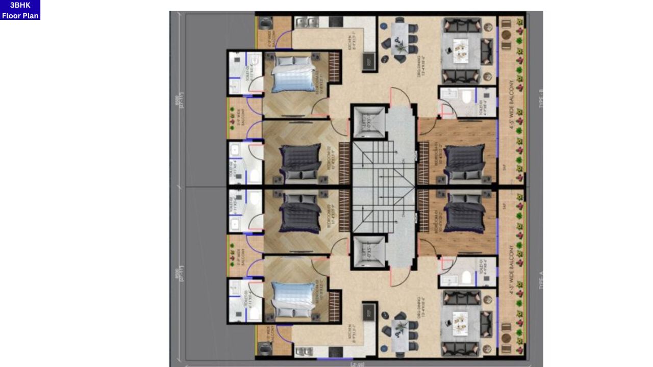  Trehan Luxury Floors Sector 2 Sohna 3BHK Floor Plan