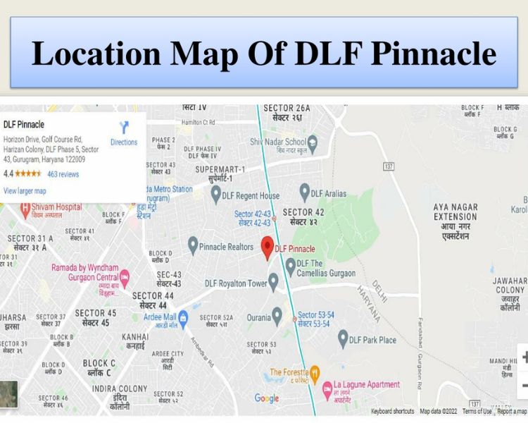 DLF The Pinnacle Sector 43 Gurgaon Location Map