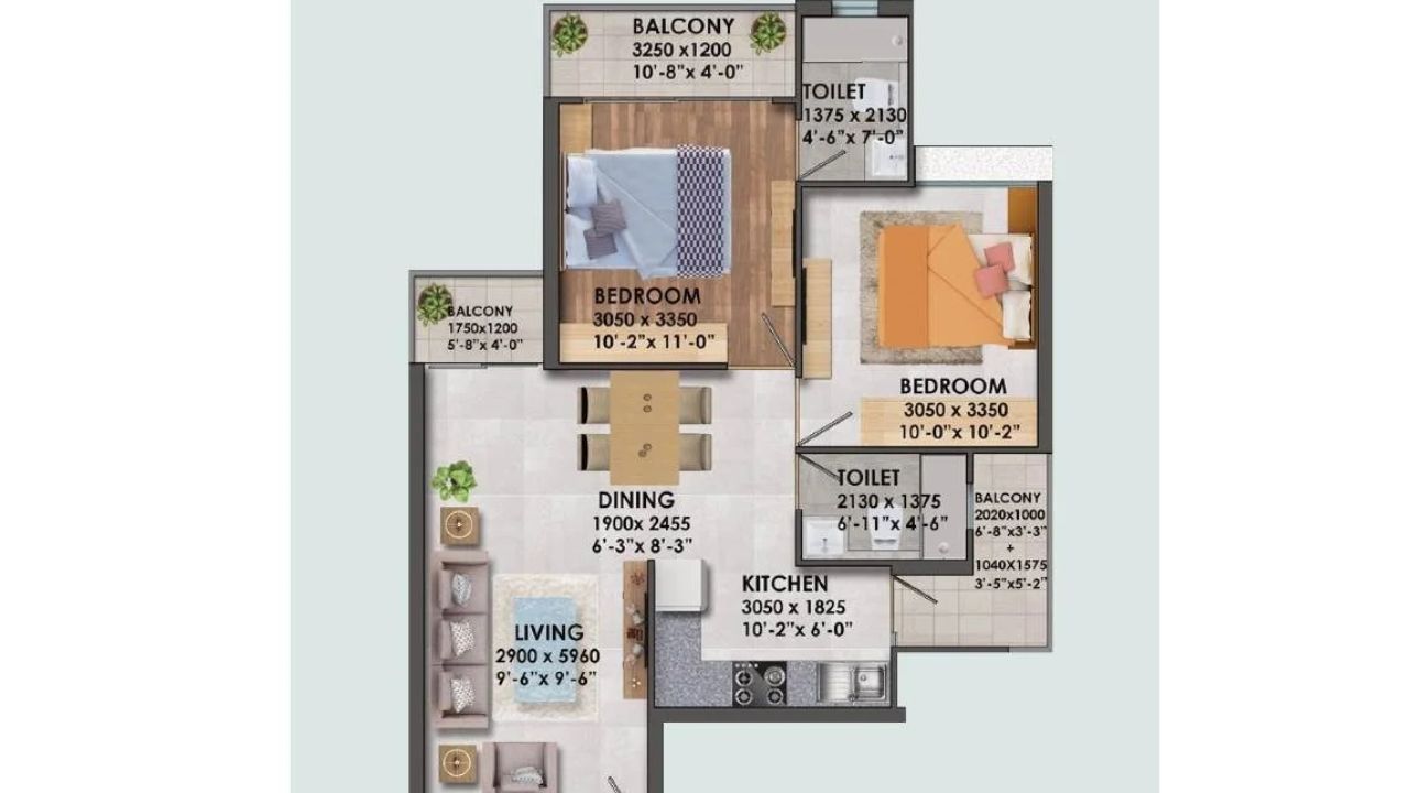Signature Global Proxima Gurgaon Floor Plan 2BHK Type 2