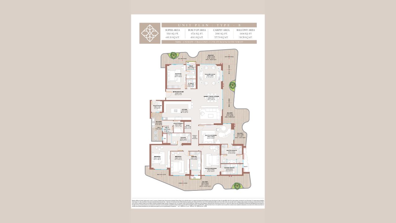 Clove County Sector 151 Noida Floor Plan 5 BHK
