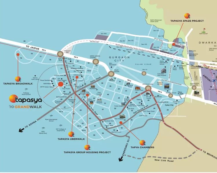 Tapasya 70 Grandwalk Sector 70 Gurgaon Location Map