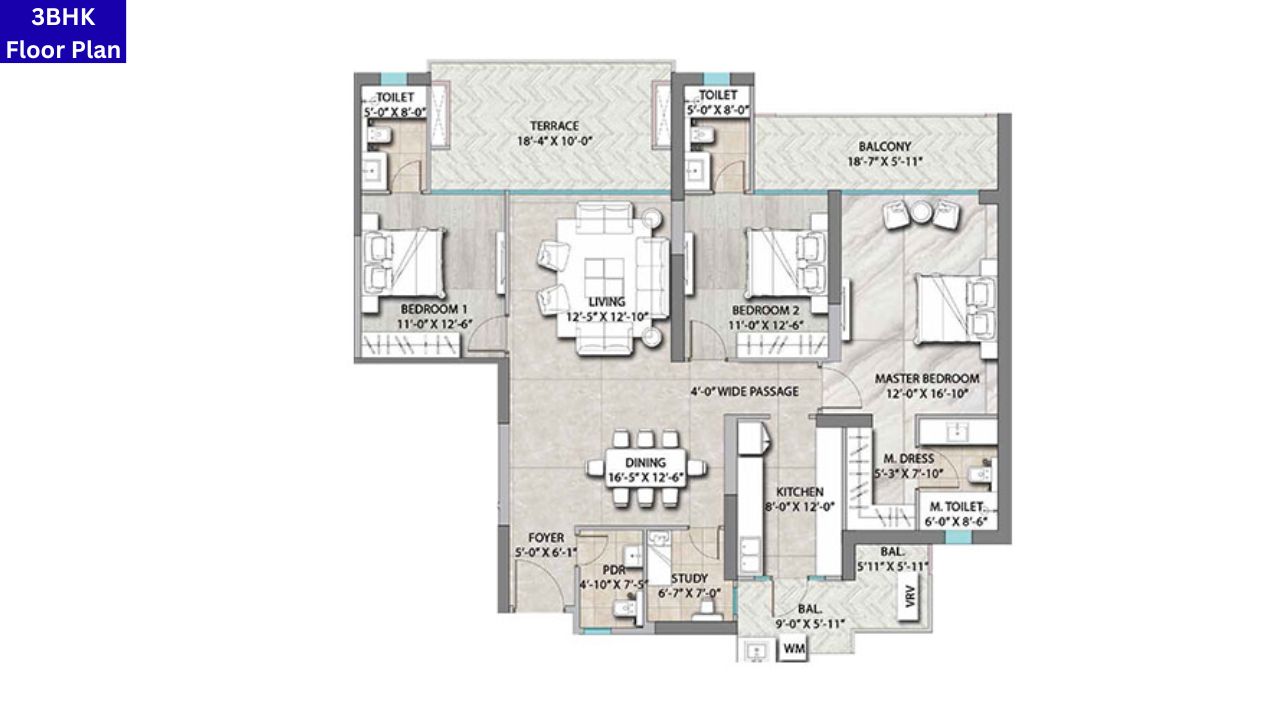Eldeco Camelot 3BHK Floor Plan