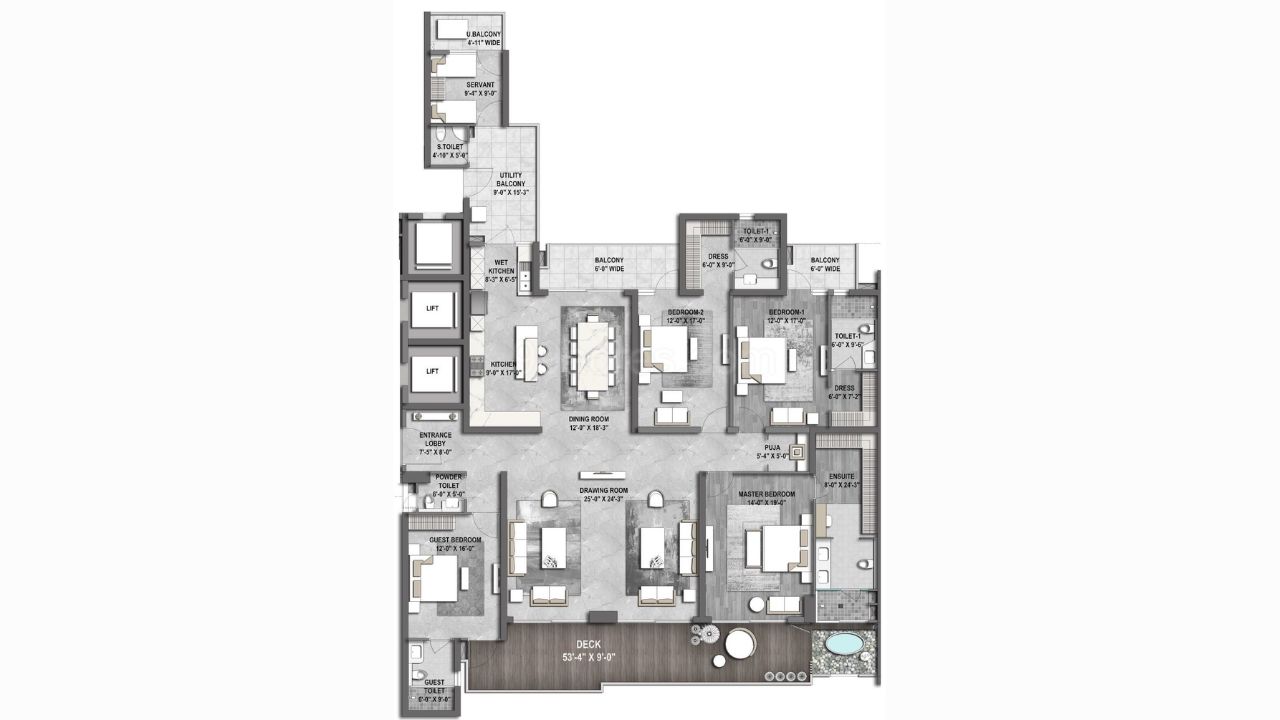 Gulshan Dynasty Floor Plan 4 BHK